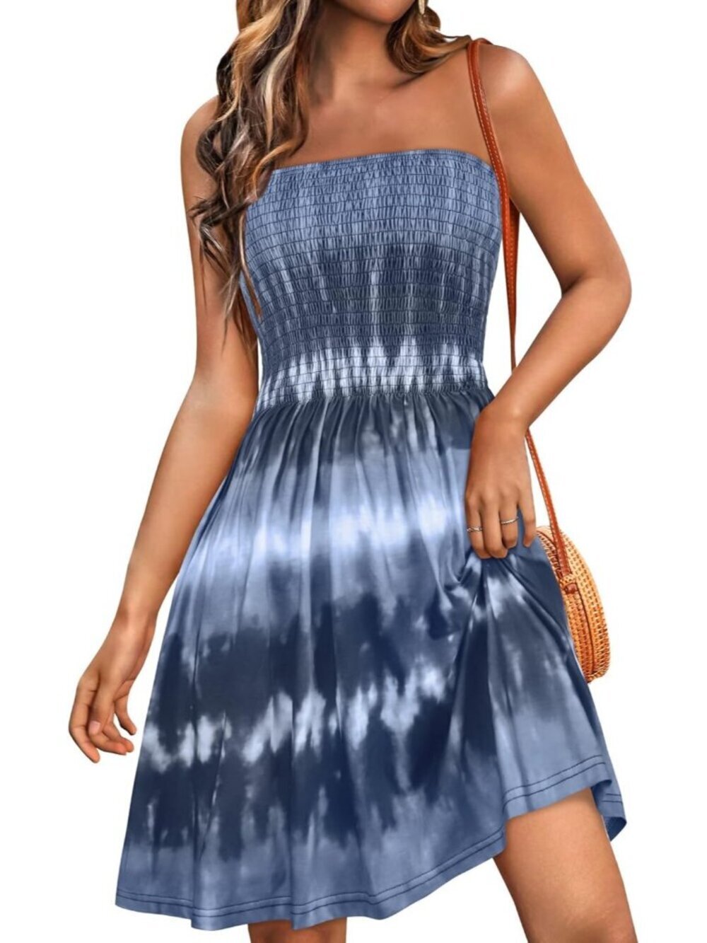Women's Mist Grey Beach Boho Strapless Cover Ups Off Shoulder Floral Dress